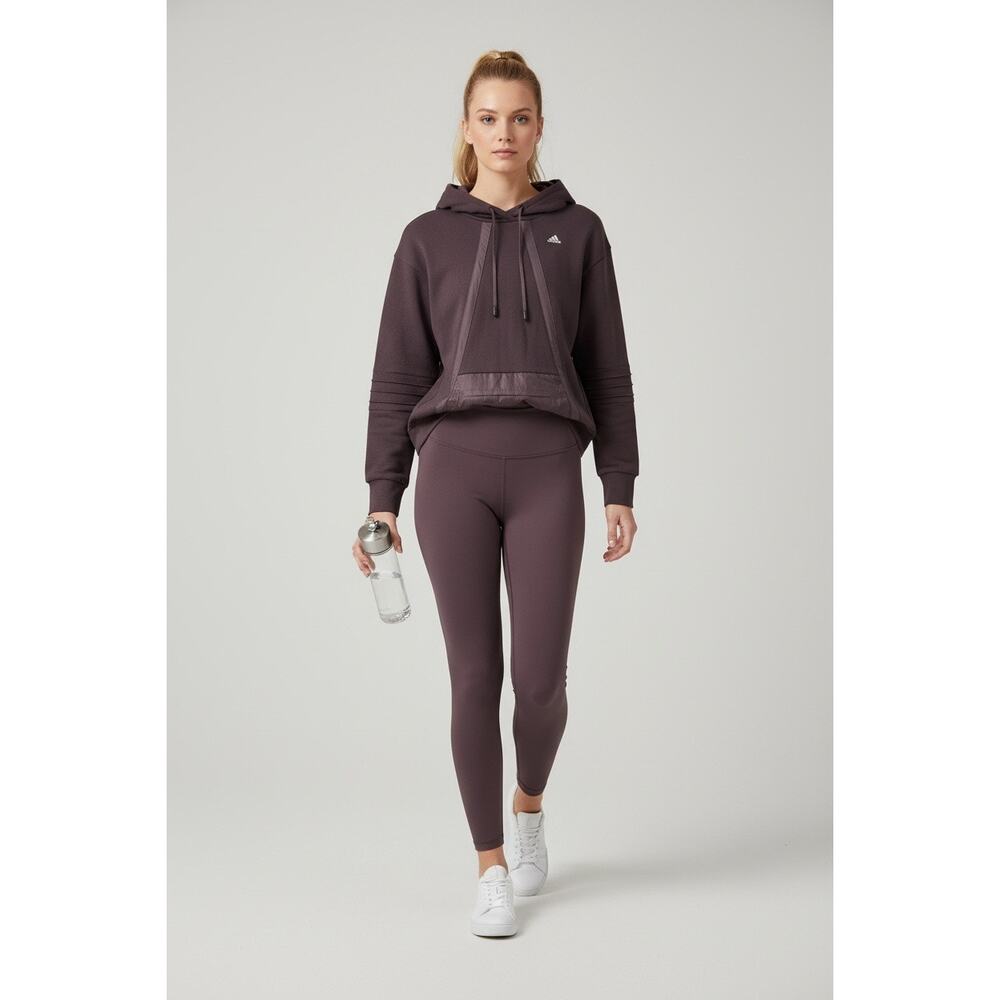 Women’s Adidas Activewear Hooded Turtleneck Pullover Sweater Plum Purple Medium
